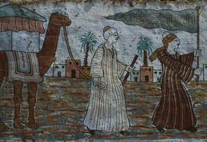 Mur peint représentant des hommes avec un chameau - Egyptian